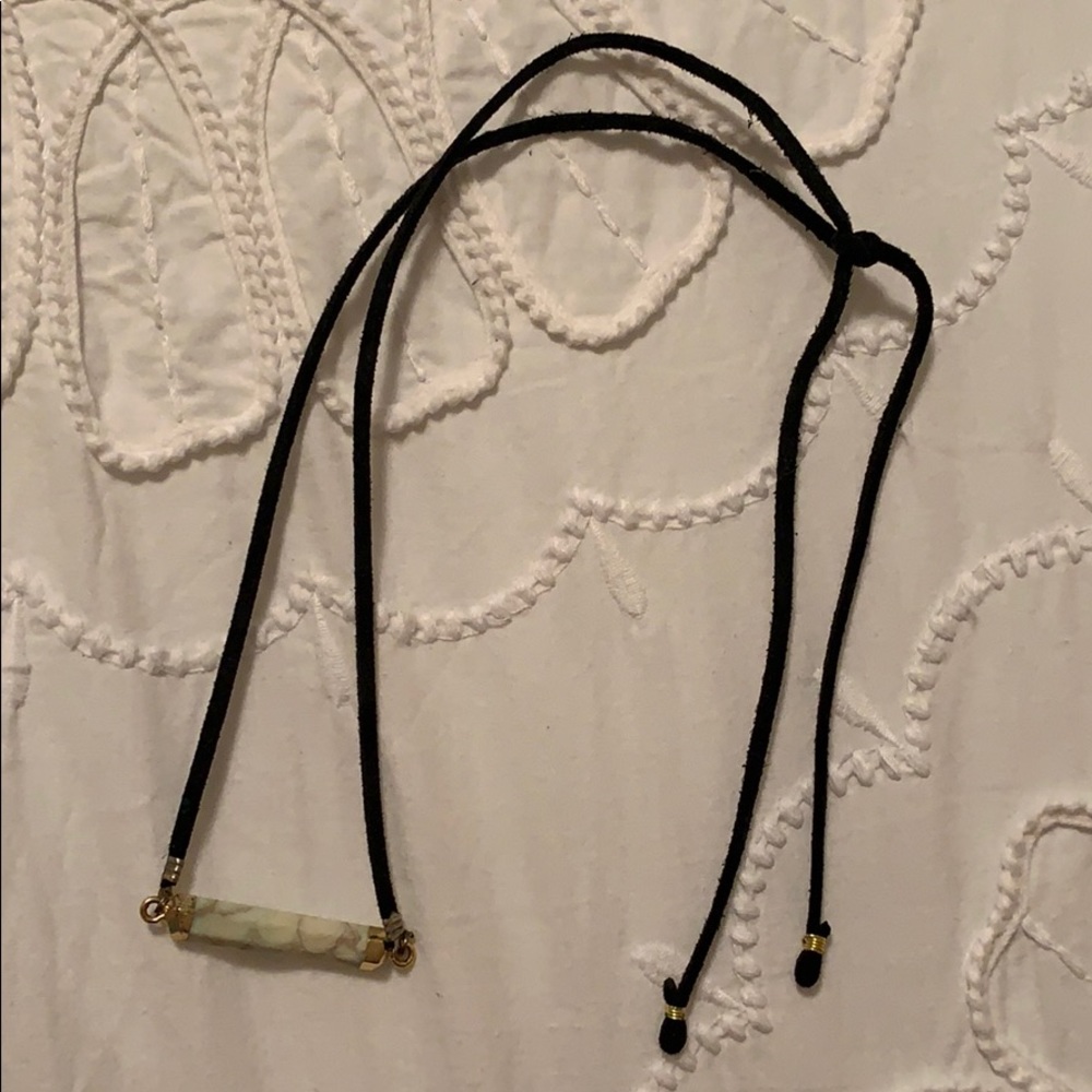 Black Tie Choker with White Marble Stone